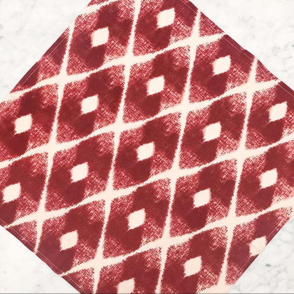 West Elm Red & Cream Ikat Cotton Napkins Set of 6 - Picture 3 of 7